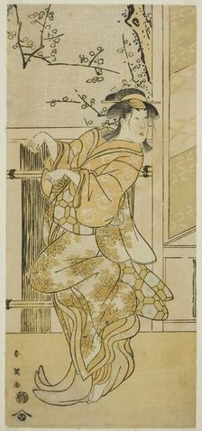 The Actor Segawa Kikunojo III as Kojoro-gitsune (Female Fox) Disguised as Omiki in the..., c. 1789. Creator: Katsukawa Shun'ei