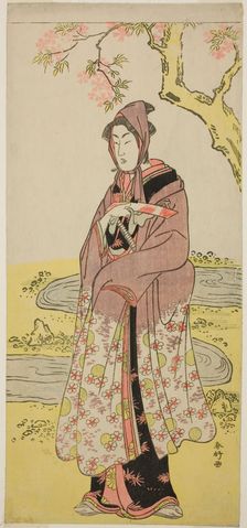 The Actor Segawa Kikunojo III as Kumenosuke in the Play Keisei Natori Soga, Performed..., c.1788. Creator: Katsukawa Shunko