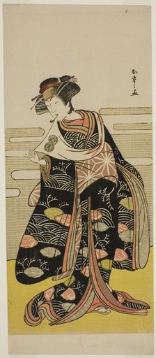 The Actor Segawa Kikunojo III as Onami Disguised as the Dragon Princess in the Play..., c. 1778. Creator: Shunsho