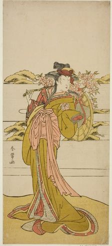 The Actor Segawa Kikunojo III as Onatsu in the Play Kabuki no Hana Bandai Soga..., c. 1781. Creator: Katsukawa Shunjo