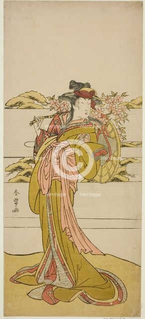 The Actor Segawa Kikunojo III as Onatsu in the Play Kabuki no Hana Bandai Soga..., c. 1781. Creator: Katsukawa Shunjo.