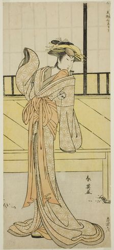 The Actor Segawa Kikunojo III as Okaru in the Play Kanadehon Chushingura, Performed..., c1787. Creator: Katsukawa Shun'ei