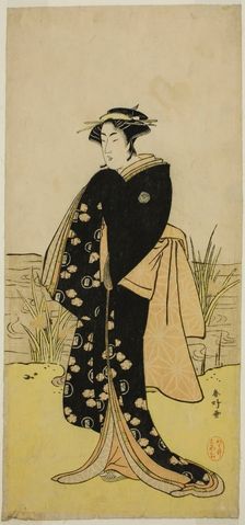 The Actor Segawa Kikunojo III as Oshichi in the Play Junshoku Edo Murasaki, Performed..., c 1779. Creator: Katsukawa Shunko