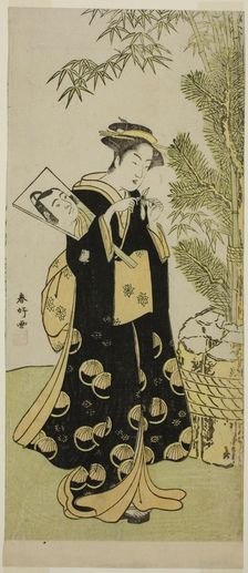The Actor Segawa Kikunojo III as Otora in the Play Ume-goyomi Akebono Soga..., c. 1780. Creator: Katsukawa Shunko