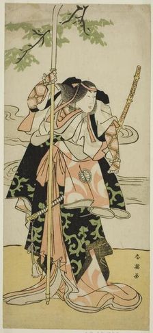 The Actor Segawa Kikunojo III as Lady Tomoe (Tomoe Gozen) in the Play Yasa Gumbai..., c. 1793. Creator: Katsukawa Shun'ei