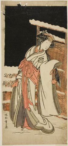 The Actor Segawa Kikunojo III as Lady Shizuka (Shizkua Gozen) Disguised as Tamazusa in..., c. 1777. Creator: Shunsho