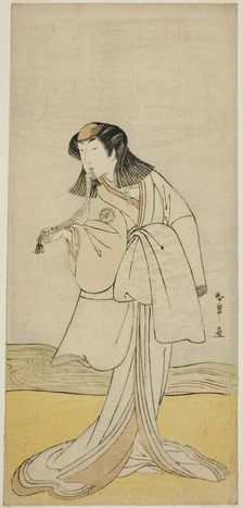 The Actor Segawa Kikunojo III as Miura no Katagai Disuigsed as the Nun Narukami, in the..., c. 1780. Creator: Shunsho