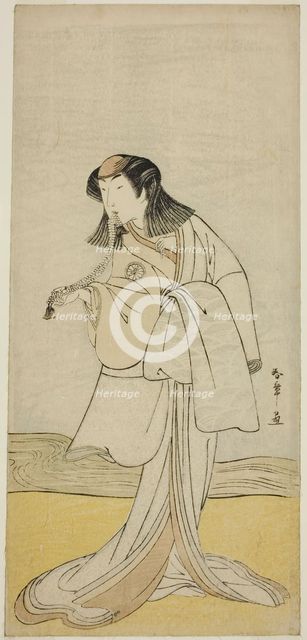 The Actor Segawa Kikunojo III as Miura no Katagai Disuigsed as the Nun Narukami, in the..., c. 1780. Creator: Shunsho.