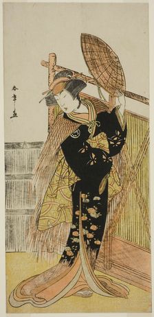 The Actor Segawa Kikunojo III as Michichiba in the Play Azuma no Mori Sakae Kusunoki..., c. 1779. Creator: Shunsho