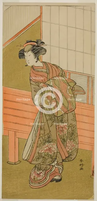 The Actor Segawa Kikunojo III as the Courtesan Takamura of Onoteruya (?) in the Play..., c. 1776. Creator: Katsukawa Shunko.