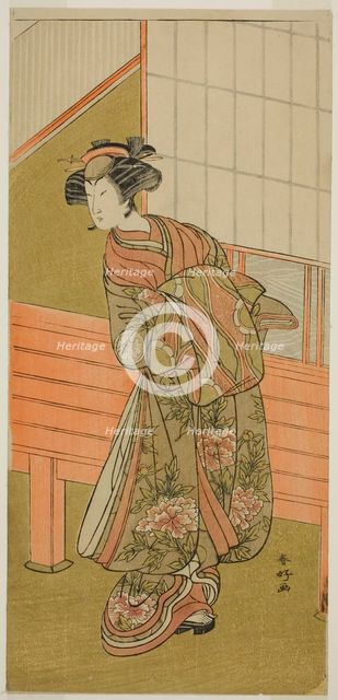 The Actor Segawa Kikunojo III as the Courtesan Takamura of Onoteruya (?) in the Play..., c. 1776. Creator: Katsukawa Shunko.