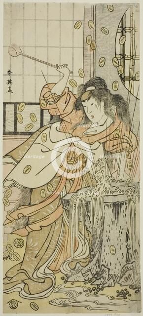 The Actor Segawa Kikunojo III as the Dragon Maiden Disguised as Osaku in the Play..., c. 1790. Creator: Katsukawa Shun'ei.