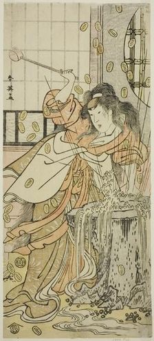 The Actor Segawa Kikunojo III as the Dragon Maiden Disguised as Osaku in the Play..., c. 1790. Creator: Katsukawa Shun'ei