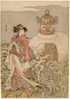 The Actor Segawa Kikunojo III as the Dragon Princess in the Play Saki Masuya Ume no..., c. 1778. Creator: Shunsho