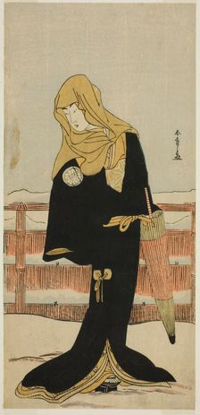 The Actor Segawa Kikunojo III as the Lady-in-Waiting Suho Disguised as Tsunokuniya Tsun..., c. 1781. Creator: Shunsho
