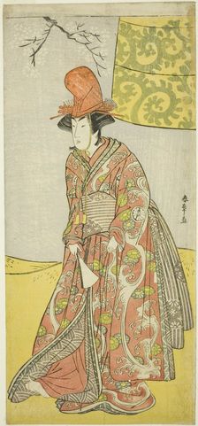 The Actor Segawa Kikunojo III (?) or Segawa Otome (?) as a Shirabyoshi Dancer in Musume..., c. 1783. Creator: Shunsho