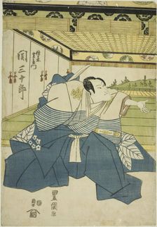 The actor Seki Sanjuro II as Sasaki Saemon in the play "Higashiyama-dono Kabuki no Danmaku..., 1818. Creator: Utagawa Toyokuni I