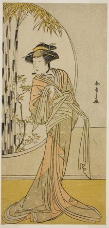 The Actor Tsuneyo II as Okaru in the Play Kanadehon Chushingura, Performed at the Morita..., c.1779. Creator: Shunsho