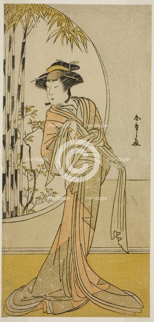 The Actor Tsuneyo II as Okaru in the Play Kanadehon Chushingura, Performed at the Morita..., c.1779. Creator: Shunsho.