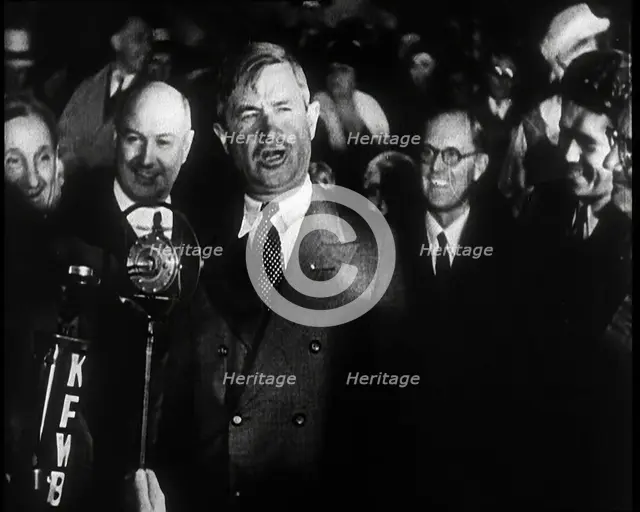 The Actor Will Rogers Addressing a Large Crowd of Supporters And Pledging His Support To..., 1932. Creator: British Pathe Ltd.