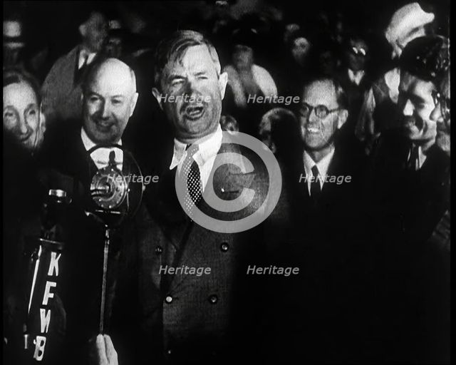The Actor Will Rogers Addressing a Large Crowd of Supporters And Pledging His Support To..., 1932. Creator: British Pathe Ltd.