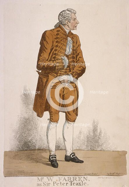 The actor William Farren as Sir Peter Teazle, 1824. Artist: Richard Dighton