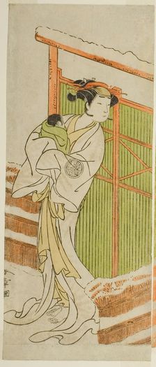 The Actor Yamashita Kinsaku II as Moshio in the Play Izu-goyomi Shibai no Ganjitsu..., c. 1772. Creator: Shunsho