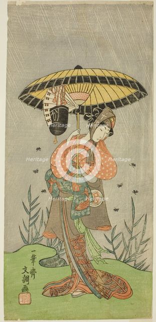 The Actor Yamashita Kinsaku II as Nijo no Kisaki (?) in the Play Natsu Matsuri Naniwa.., c. 1770. Creator: Ippitsusai Buncho.