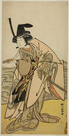 The Actor Yamashita Kinsaku II as Lady Kikusui (Kikusui Gozen) in the Play Kaeribana..., c. 1779. Creator: Katsukawa Shunko