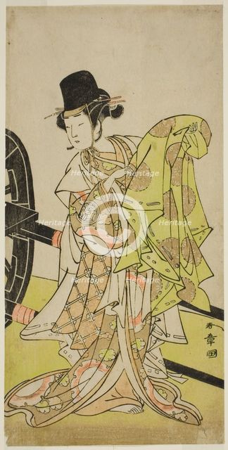 The Actor Yamashita Kinsaku II as Tsukimasu, Acting as Sakura-maru, in the Play Miya..., c. 1773. Creator: Shunsho.