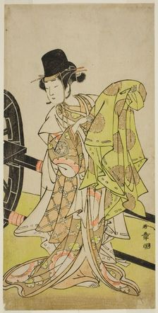 The Actor Yamashita Kinsaku II as Tsukimasu, Acting as Sakura-maru, in the Play Miya..., c. 1773. Creator: Shunsho