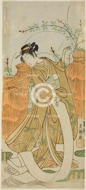 The Actor Yamashita Kinsaku II in cloth-bleaching (Nuno sarashi) dance, c. 1770. Creator: Ippitsusai Buncho.
