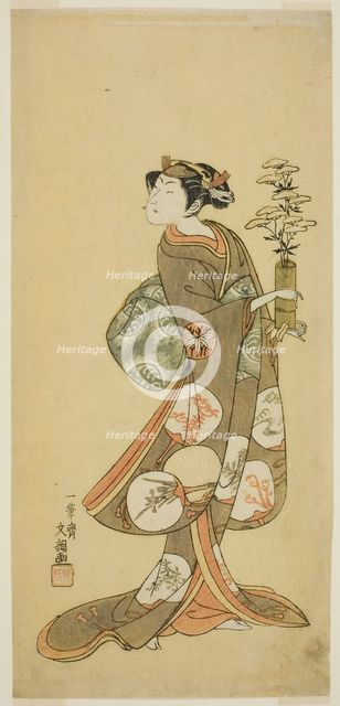 The Actor Yamashita Kyonosuke I in a Female Role, c. 1769. Creator: Ippitsusai Buncho.