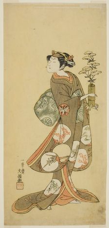 The Actor Yamashita Kyonosuke I in a Female Role, c. 1769. Creator: Ippitsusai Buncho