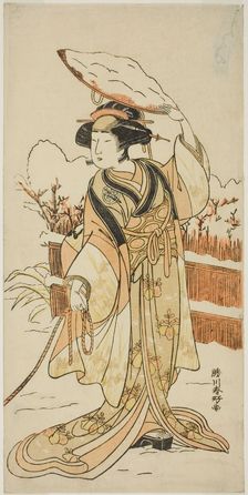 The Actor Yoshizawa Ayame IV as Yadorigi, the Sister of Nikaido Shinanosuke, Disguised..., c. 1778. Creator: Katsukawa Shunko