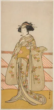 The Actor Yoshizawa Iroha I as Tamamo no Mae (?) in the Play Sakuya Kono Hana no..., c. 1776. Creator: Shunsho