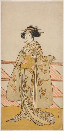 The Actor Yoshizawa Iroha I as Tamamo no Mae (?) in the Play Sakuya Kono Hana no..., c. 1776. Creator: Shunsho