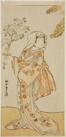 The Actor Yoshizawa Sakinosuke III as Naniwazu in the Play Sugata no Hana Yuki no..., c. 1776. Creator: Shunsho