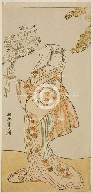 The Actor Yoshizawa Sakinosuke III as Naniwazu in the Play Sugata no Hana Yuki no..., c. 1776. Creator: Shunsho.