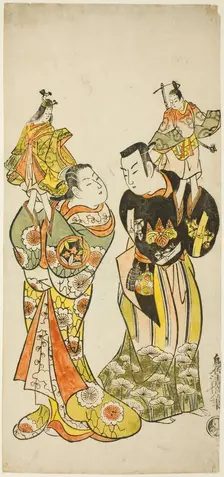 The Actors Yamashita Kinsaku I and Hayakawa Hatsuse as puppeteers in the play "Diary Kept ..., 1725. Creator: Torii Kiyomasu