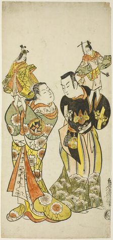The Actors Yamashita Kinsaku I and Hayakawa Hatsuse as puppeteers in the play "Diary Kept ..., 1725. Creator: Torii Kiyomasu