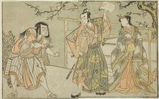 The Actors Yamashita Yaozo I as Ono no Komachi (right), Matsumoto Koshiro II as Godai..., c. 1772. Creator: Shunsho