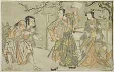 The Actors Yamashita Yaozo I as Ono no Komachi (right), Matsumoto Koshiro II as Godai..., c. 1772. Creator: Shunsho