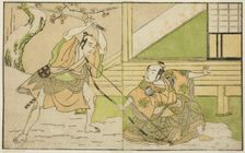 The Actors Arashi Sangoro II as Hojo Tokiyori (right), and Otani Hiroji III as Koga Sab..., c. 1772. Creator: Shunsho