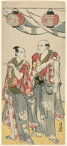 The Actors Arashi Ryuzo II and Ichikawa Komazo III, from a pentaptych of eleven actors cel..., 1788. Creator: Torii Kiyonaga