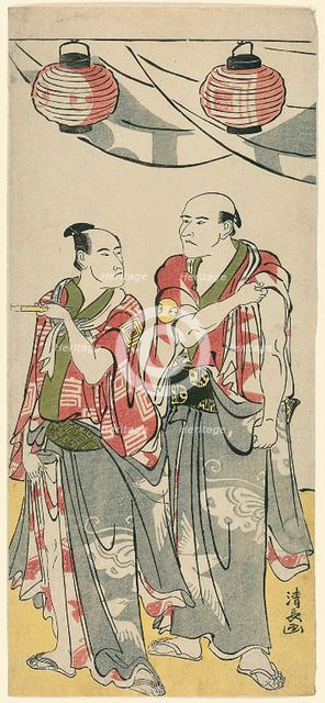 The Actors Arashi Ryuzo II and Ichikawa Komazo III, from a pentaptych of eleven actors cel..., 1788. Creator: Torii Kiyonaga.