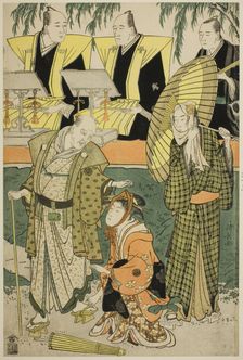 The Actors Bando Matakuro IV as Chubei, Osagawa Tsuneyo II as Umegawa, and Nakamura Katsug..., 1783. Creator: Torii Kiyonaga