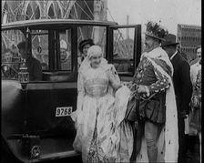 The Actors Emil Jannings and Henny Porten Dressed in Period Costume Getting Out of a Car..., 1920s. Creator: British Pathe Ltd