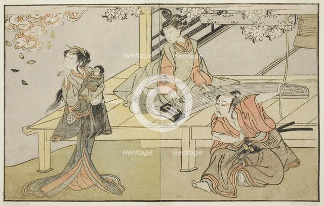 The Actors Ichikawa Yaozo II as Yoshimine no Munesada (right), Yoshizawa Sakinosuke III..., c. 1772. Creator: Shunsho.
