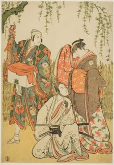 The Actors Ichikawa Yaozo III as Shiragiku, Ichikawa Danjuro V as the puppeteer Dekurokube..., 1785. Creator: Torii Kiyonaga